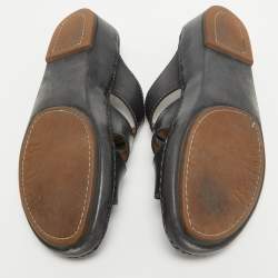 Berluti Grey Leather Slide Sandals 43.5