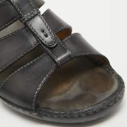 Berluti Grey Leather Slide Sandals 43.5