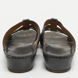 Berluti Grey Leather Slide Sandals 43.5