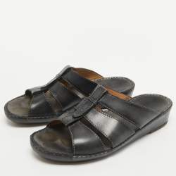 Berluti Grey Leather Slide Sandals 43.5