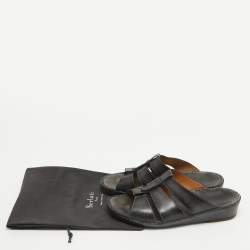 Berluti Grey Leather Slide Sandals 43.5