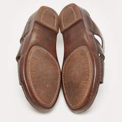 Berluti Dark Brown Leather Slide Sandals 43.5