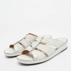 Berluti White Leather Slide Sandals size 43