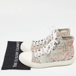 Berluti Grey Calligraphy Canvas High Top Sneakers Size 43.5