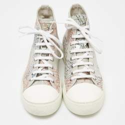 Berluti Grey Calligraphy Canvas High Top Sneakers Size 43.5