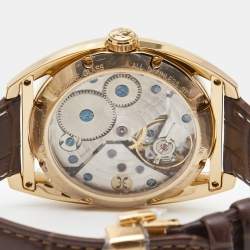 Pre Owned Bernhard H.Mayer Silver Rose Gold PVD Plated Stainless Steel Leather Mecanique BH30/CWR Men's Wristwatch 44 mm