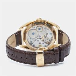 Pre Owned Bernhard H.Mayer Silver Rose Gold PVD Plated Stainless Steel Leather Mecanique BH30/CWR Men's Wristwatch 44 mm