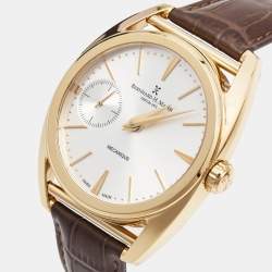 Pre Owned Bernhard H.Mayer Silver Rose Gold PVD Plated Stainless Steel Leather Mecanique BH30/CWR Men's Wristwatch 44 mm