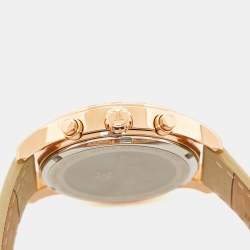 Bernhard H. Mayer Khaki Rose Gold PVD Coated Stainless Steel Leather Iris Chronograph BH13/DWR Unisex Wristwatch 38 mm