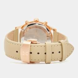 Bernhard H. Mayer Khaki Rose Gold PVD Coated Stainless Steel Leather Iris Chronograph BH13/DWR Unisex Wristwatch 38 mm