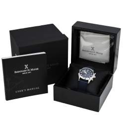 Pre Owned Bernard H. Mayer Blue Stainless Steel Iris Chronograph Men's Wristwatch 38 mm