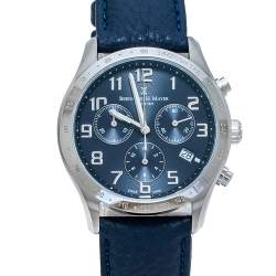 Pre Owned Bernard H. Mayer Blue Stainless Steel Iris Chronograph Men's Wristwatch 38 mm