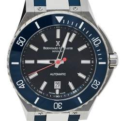 Bernhard H. Mayer Black Stainless Steel Limited Edition PowerMaster First Blue BH37T/CW Men's Wristwatch 44 mm