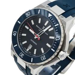Bernhard H. Mayer Black Stainless Steel Limited Edition PowerMaster First Blue BH37T/CW Men's Wristwatch 44 mm