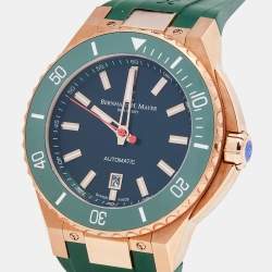 Pre Owned Bernhard H.Mayer Green Rose Gold PVD Plated Stainless Steel Rubber PowerMaster BH45T/CW Men's Wristwatch 44 mm