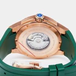 Pre Owned Bernhard H.Mayer Green Rose Gold PVD Plated Stainless Steel Rubber PowerMaster BH45T/CW Men's Wristwatch 44 mm