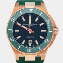 Pre Owned Bernhard H.Mayer Green Rose Gold PVD Plated Stainless Steel Rubber PowerMaster BH45T/CW Men's Wristwatch 44 mm
