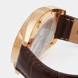 Pre Owned Bernhard H.Mayer Silver Rose Gold PVD Plated Stainless Steel Leather Mecanique BH30/CWR Men's Wristwatch 44 mm