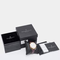 Pre Owned Bernhard H.Mayer Silver Rose Gold PVD Plated Stainless Steel Leather Mecanique BH30/CWR Men's Wristwatch 44 mm