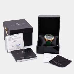 Pre Owned Bernhard H.Mayer Green Rose Gold PVD Plated Stainless Steel Rubber PowerMaster First BH38T/CW Men's Wristwatch 44 mm