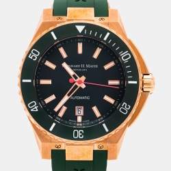 Pre Owned Bernhard H.Mayer Green Rose Gold PVD Plated Stainless Steel Rubber PowerMaster First BH38T/CW Men's Wristwatch 44 mm