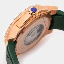 Pre Owned Bernhard H.Mayer Green Rose Gold PVD Plated Stainless Steel Rubber PowerMaster First BH38T/CW Men's Wristwatch 44 mm