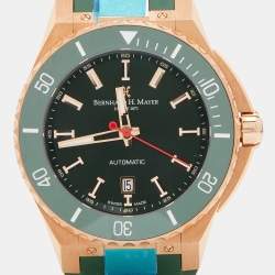 Bernhard H. Mayer Green Ceramic Rose Gold PVD Plated Stainless Steel Rubber Limited Edition PowerMaster BH45T/CW Men's Wristwatch 44 mm