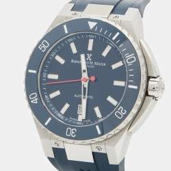 Bernhard H. Mayer Blue Ceramic Stainless Steel Rubber Limited Edition PowerMaster Blue BH44T/CW Men's Wristwatch 44 mm