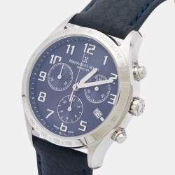 Bernard H. Mayer Blue Stainless Steel Leather Iris BH13/CWR Unisex Wristwatch 38 mm