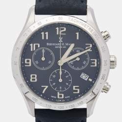 Bernard H. Mayer Blue Stainless Steel Leather Iris BH13/CWR Unisex Wristwatch 38 mm