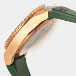 Bernhard H. Mayer Green Ceramic Rose Gold PVD Plated Stainless Steel Rubber Limited Edition PowerMaster BH45T/CW Men's Wristwatch 44 mm