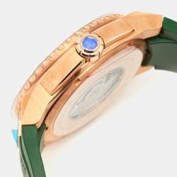 Bernhard H. Mayer Green Ceramic Rose Gold PVD Plated Stainless Steel Rubber Limited Edition PowerMaster BH45T/CW Men's Wristwatch 44 mm