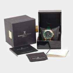 Bernhard H. Mayer Green Ceramic Rose Gold PVD Plated Stainless Steel Rubber Limited Edition PowerMaster BH45T/CW Men's Wristwatch 44 mm