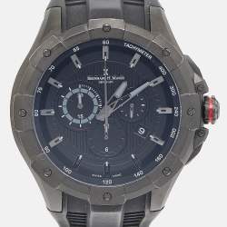 Bernhard H. Mayer Black PVD Coated Stainless Steel Silicon Rubber Victor Chronograph B2419/CW Men's Wristwatch 50 mm