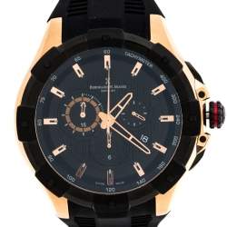 Pre Owned Bernhard H. Mayer Black Rose Gold Plated Steel Victor Chronograph Men's Wristwatch 50 mm