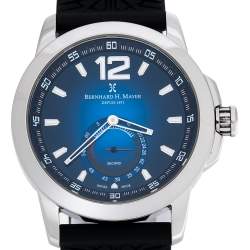 Bernhard H. Mayer Blue Stainless Steel Black Silicon Drift Men's Wristwatch 44 mm