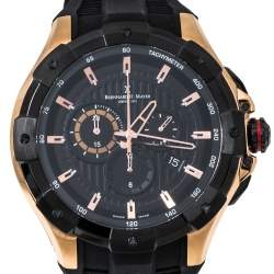 Pre Owned Bernhard H. Mayer Black Rose Gold Plated Steel Victor Chronograph Men's Wristwatch 50 mm