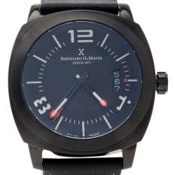 Bernhard H Mayer Black Stainless Steel Leather IL Nero Men's Wristwatch  44 mm