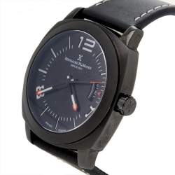 Bernhard H Mayer Black Stainless Steel Leather IL Nero Men's Wristwatch  44 mm