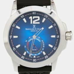 Pre Owned Bernhard H. Mayer Blue Stainless Steel Black Silicon Drift Men's Wristwatch 44 mm
