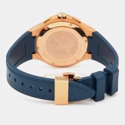 Pre Owned Bernhard H. Mayer Blue Rose Gold Plated Stainless Steel Rubber Le Classique Chronograph BH39P/CW Men's Wristwatch 44 mm