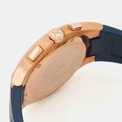 Pre Owned Bernhard H. Mayer Blue Rose Gold Plated Stainless Steel Rubber Le Classique Chronograph BH39P/CW Men's Wristwatch 44 mm