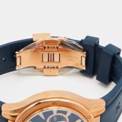 Pre Owned Bernhard H. Mayer Blue Rose Gold Plated Stainless Steel Rubber Le Classique Chronograph BH39P/CW Men's Wristwatch 44 mm