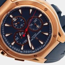 Pre Owned Bernhard H. Mayer Blue Rose Gold Plated Stainless Steel Rubber Le Classique Chronograph BH39P/CW Men's Wristwatch 44 mm