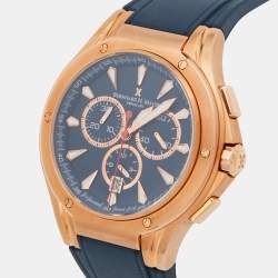 Pre Owned Bernhard H. Mayer Blue Rose Gold Plated Stainless Steel Rubber Le Classique Chronograph BH39P/CW Men's Wristwatch 44 mm