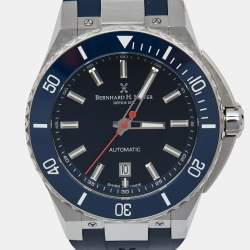 Bernhard H. Mayer Blue Ceramic Stainless Steel Rubber Limited Edition PowerMaster Blue BH44T/CW Men's Wristwatch 44 mm