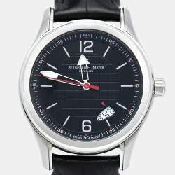 Pre Owned Bernhard H. Mayer Black Stainless Steel Leather Force Ultimate B2499/CW Men's Wristwatch 41 mm