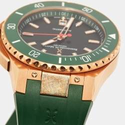 Pre Owned Bernhard H. Mayer Green Ceramic Rose Gold PVD Plated Stainless Steel Rubber Limited Edition PowerMaster BH45T/CW Men's Wristwatch 44 mm