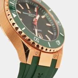 Pre Owned Bernhard H. Mayer Green Ceramic Rose Gold PVD Plated Stainless Steel Rubber Limited Edition PowerMaster BH45T/CW Men's Wristwatch 44 mm