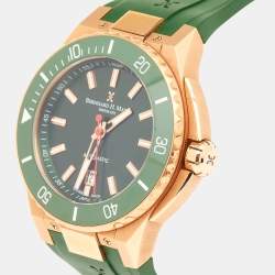 Pre Owned Bernhard H. Mayer Green Ceramic Rose Gold PVD Plated Stainless Steel Rubber Limited Edition PowerMaster BH45T/CW Men's Wristwatch 44 mm